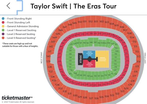 Nov 14, 2023 ... Wembley Stadium seating plan for Taylor Swifts Era Tour ... The layout for the Eras Tour is split into six sections with a mix of standing and ...